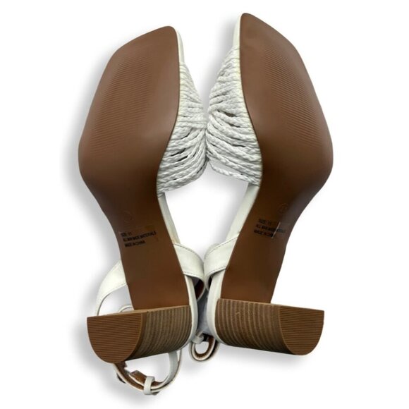 Lulu's Jaylea White Knotted Ankle Strappy Heeled Bridal Sandals Size 11 - Picture 8 of 11